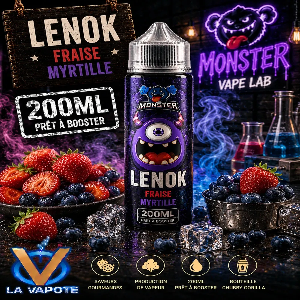 Eliquide Lenok Monster 200ML, fraise et cassis