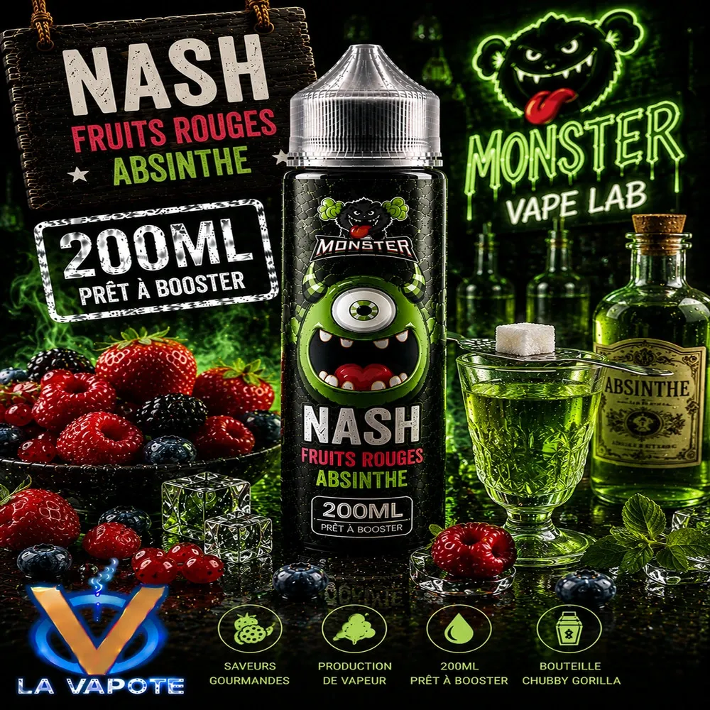 Eliquide Nash Monster 200ML, fruits rouges et absinthe