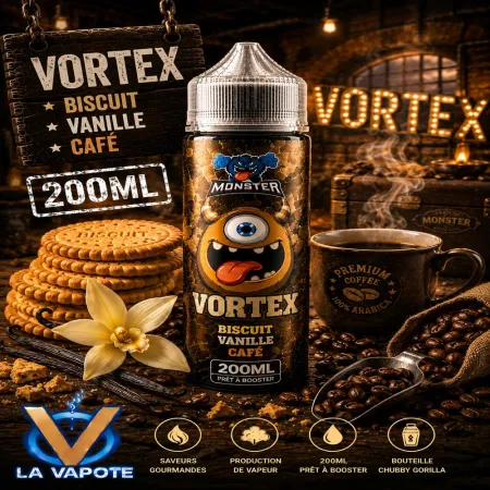 Eliquide Vortex Monster 200ML au biscuit vanille et café