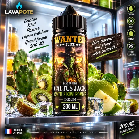 Eliquide Cactus Kiwi Pomme Frais Wanted 200ML